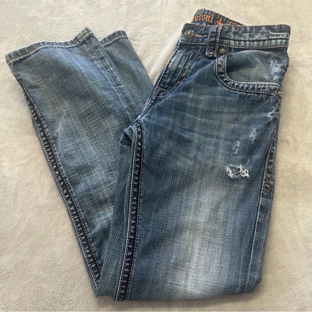 Rock Revival Chopper Straight Distressed Medium Wash Jeans